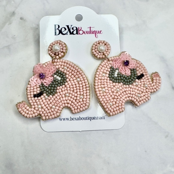 Pink Elephant Earrings - Picture 1 of 3